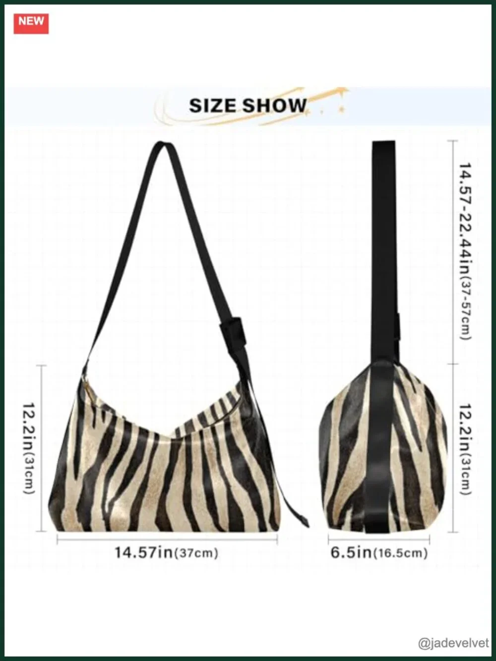 Vintage Zebra Print Tote Bag - Large Hobo Cross Body Handbag PU Leather